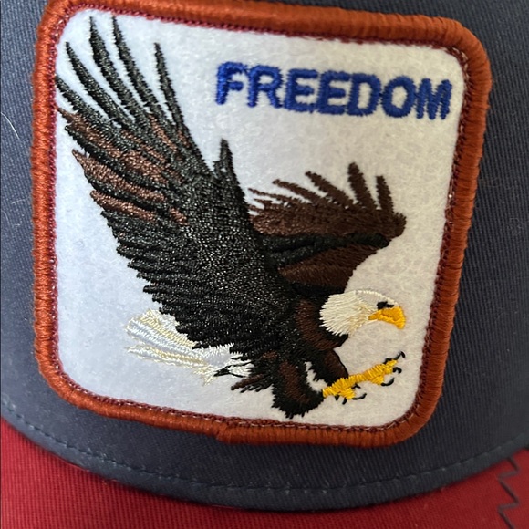 Authentic Goorin Bros The Freedom Eagle Trucker Blue Red Hat (NWT) - Picture 4 of 4